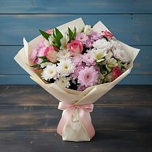 Букет цветов из:  Хризантемы, Альстромерии и Розы в Малых Базах