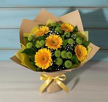 Букет цветов из:  Герберы и Хризантемы в Малых Базах