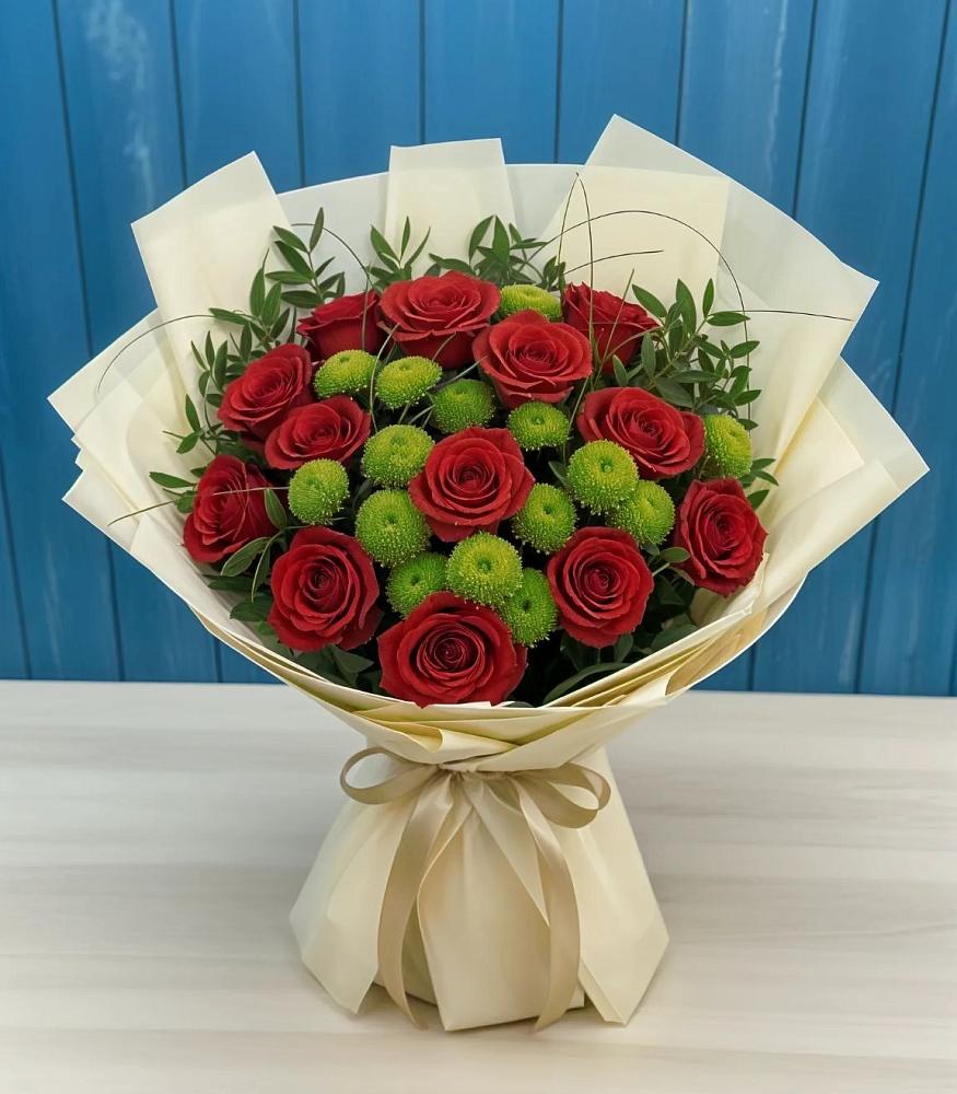 Букет цветов из: Розы и Хризантемы в Малых Базах